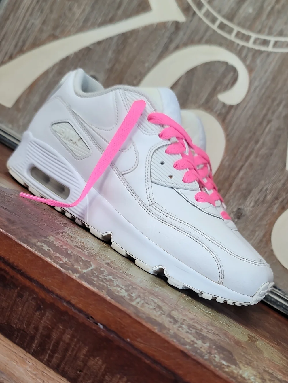 Nike Air Max 90 LTR 'Triple White/Pink' Wmns 7.5 Good Condition, Fast Shipping